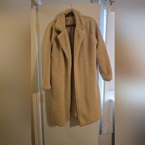 Fuzzy long trench coat